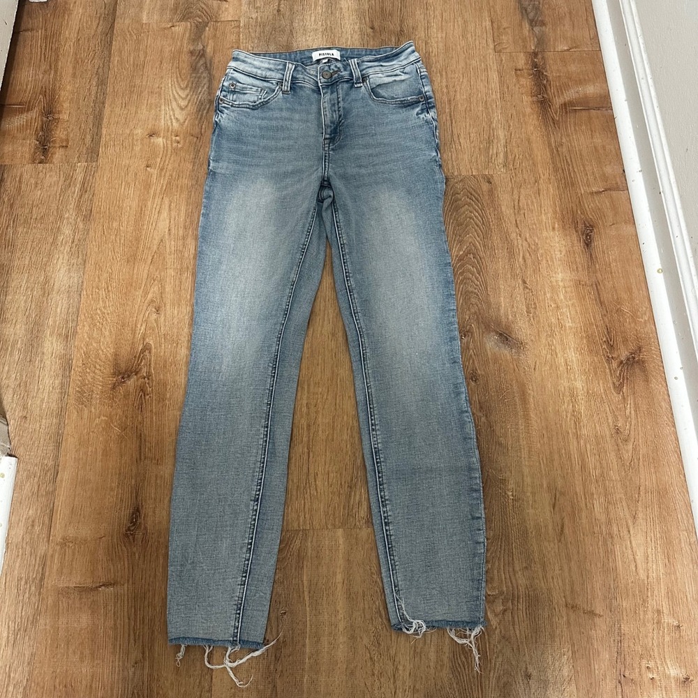 Pistola | Women's Light Wash‎ Raw Hem Blue Denim Skinny Jeans, Size 26